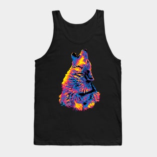 Rainbow Howling Wolf Digital Painting Tank Top